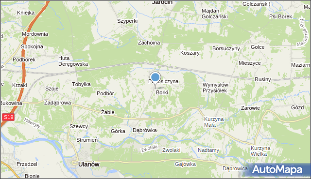 mapa Borki, Borki gmina Ulanów na mapie Targeo