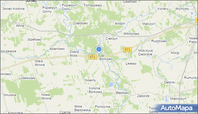 mapa Borkowo, Borkowo gmina Nasielsk na mapie Targeo