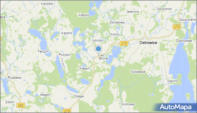 mapa Borne, Borne gmina Ostrowice na mapie Targeo