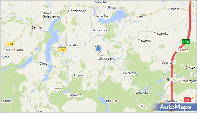 mapa Boroszewo, Boroszewo na mapie Targeo