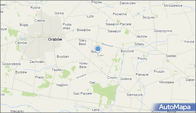 mapa Borów, Borów gmina Grabów na mapie Targeo