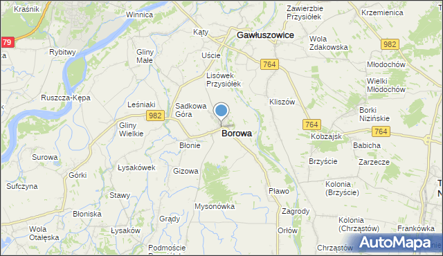 mapa Borowa, Borowa powiat mielecki na mapie Targeo