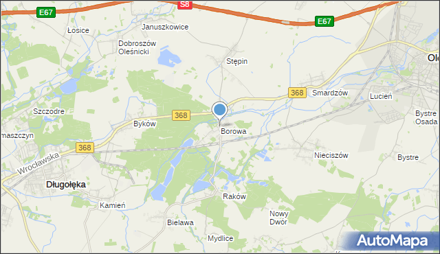 mapa Borowa, Borowa gmina Długołęka na mapie Targeo