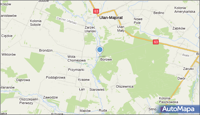 mapa Borowe, Borowe gmina Borki na mapie Targeo
