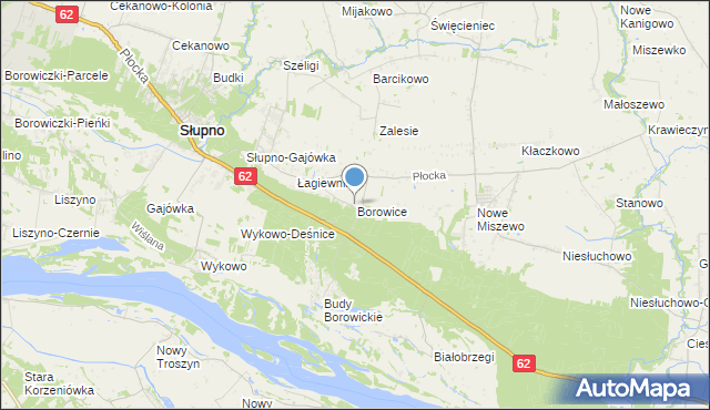 mapa Borowice, Borowice gmina Bodzanów na mapie Targeo