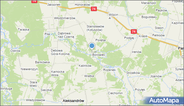 mapa Borowiec, Borowiec gmina Aleksandrów na mapie Targeo