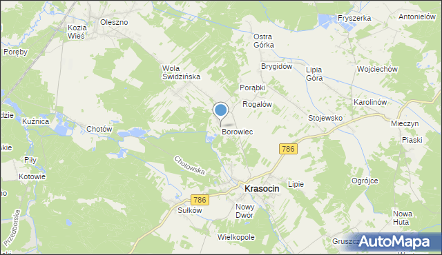 mapa Borowiec, Borowiec gmina Krasocin na mapie Targeo