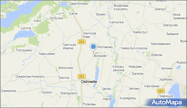 mapa Borówiec, Borówiec gmina Ostrowite na mapie Targeo