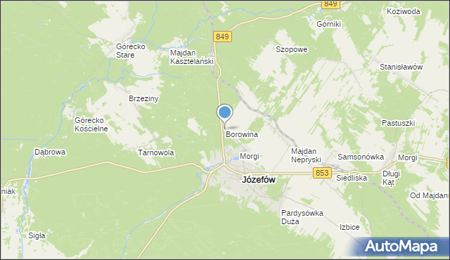 mapa Borowina, Borowina gmina Józefów na mapie Targeo