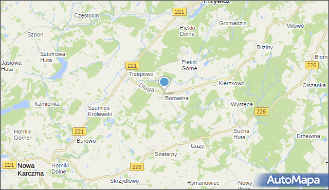 mapa Borowina, Borowina gmina Przywidz na mapie Targeo