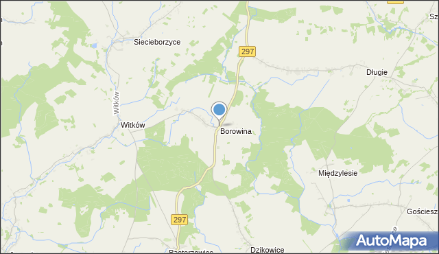 mapa Borowina, Borowina gmina Szprotawa na mapie Targeo