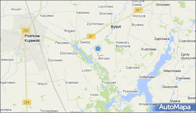 mapa Borowo, Borowo gmina Bytoń na mapie Targeo