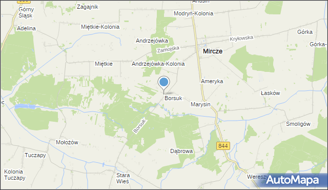 mapa Borsuk, Borsuk gmina Mircze na mapie Targeo