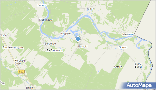 mapa Borsuki, Borsuki gmina Sarnaki na mapie Targeo