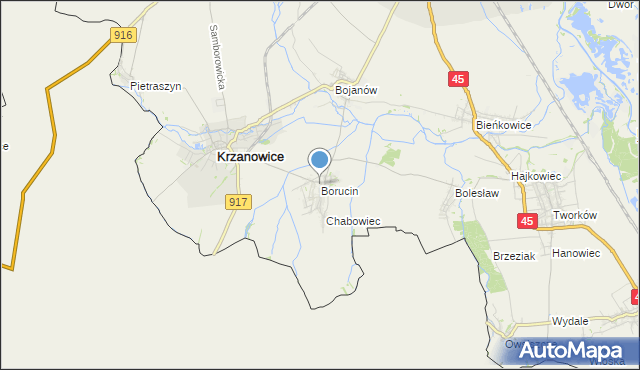mapa Borucin, Borucin gmina Krzanowice na mapie Targeo
