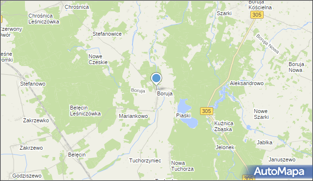 mapa Boruja, Boruja na mapie Targeo