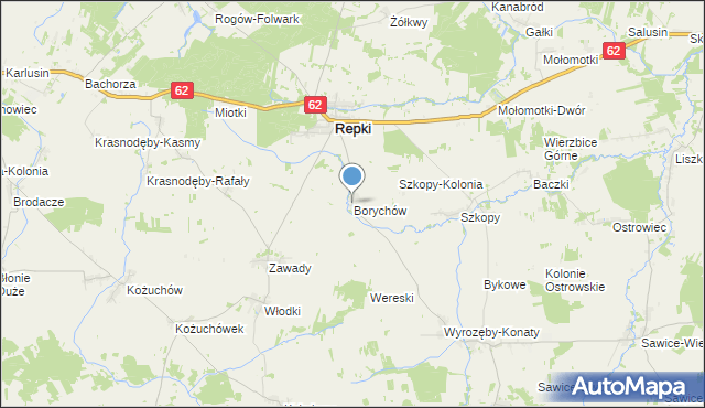 mapa Borychów, Borychów na mapie Targeo