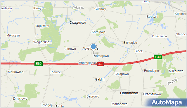 mapa Borzejewo, Borzejewo na mapie Targeo