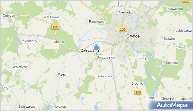 mapa Borzyszewo, Borzyszewo gmina Gryfice na mapie Targeo