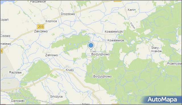 mapa Borzyszkowo, Borzyszkowo gmina Darłowo na mapie Targeo
