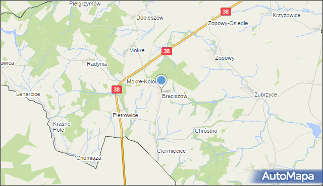 mapa Braciszów, Braciszów na mapie Targeo