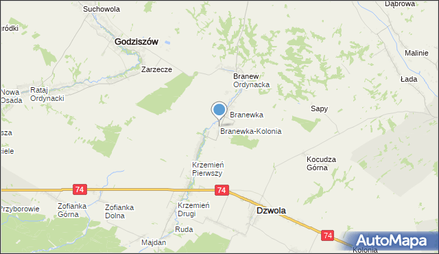 mapa Branewka-Kolonia, Branewka-Kolonia na mapie Targeo