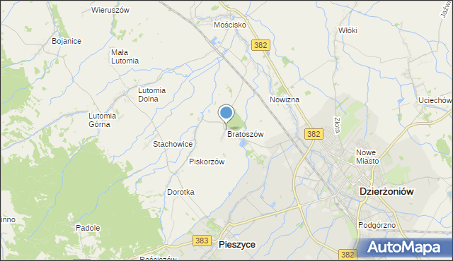 mapa Bratoszów, Bratoszów na mapie Targeo