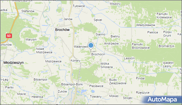 mapa Brochocin, Brochocin gmina Brochów na mapie Targeo