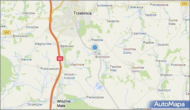 mapa Brochocin, Brochocin gmina Trzebnica na mapie Targeo