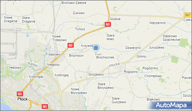 mapa Brochocinek, Brochocinek gmina Radzanowo na mapie Targeo