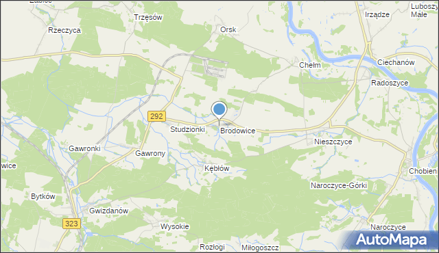 mapa Brodowice, Brodowice na mapie Targeo
