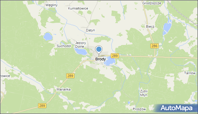 mapa Brody, Brody powiat żarski na mapie Targeo