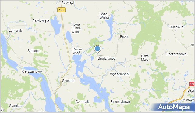 mapa Brodzikowo, Brodzikowo na mapie Targeo