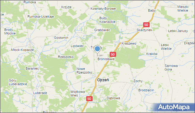 mapa Bronisławie, Bronisławie na mapie Targeo