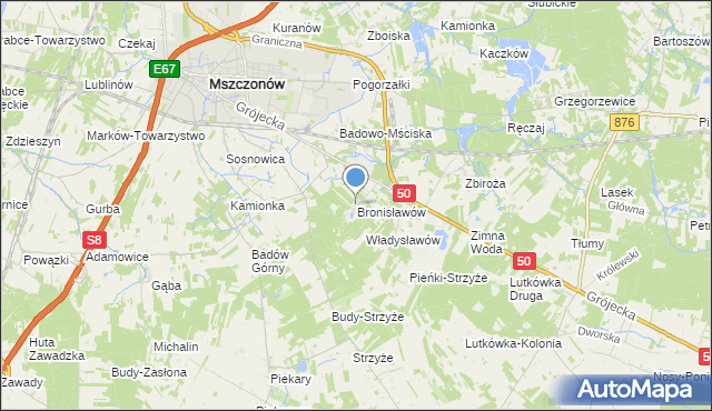 mapa Bronisławów, Bronisławów gmina Mszczonów na mapie Targeo