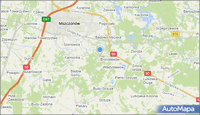 mapa Bronisławów, Bronisławów gmina Mszczonów na mapie Targeo