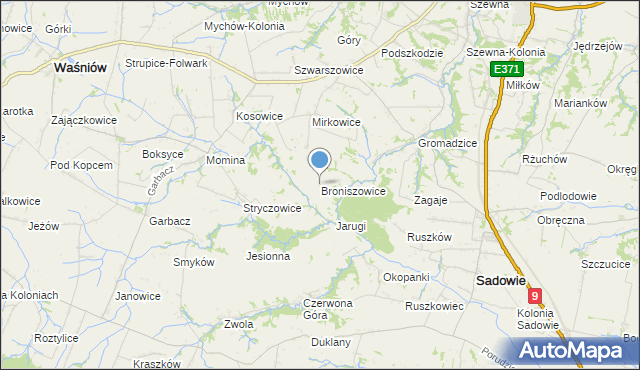 mapa Broniszowice, Broniszowice gmina Bodzechów na mapie Targeo