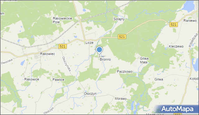 mapa Bronno, Bronno gmina Kwidzyn na mapie Targeo