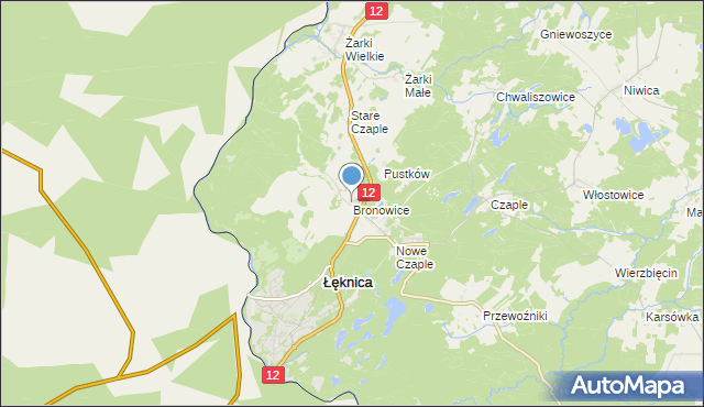 mapa Bronowice, Bronowice gmina Trzebiel na mapie Targeo