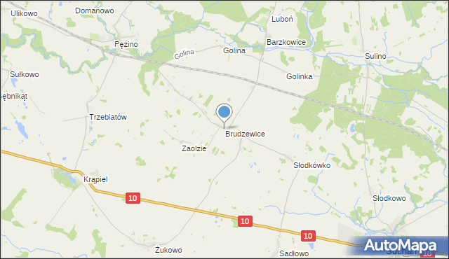 mapa Brudzewice, Brudzewice gmina Suchań na mapie Targeo