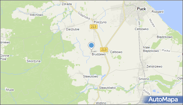 mapa Brudzewo, Brudzewo gmina Puck na mapie Targeo