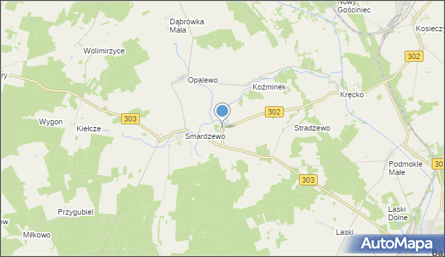 mapa Brudzewo, Brudzewo gmina Szczaniec na mapie Targeo