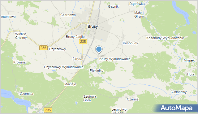 mapa Brusy-Wybudowanie, Brusy-Wybudowanie na mapie Targeo
