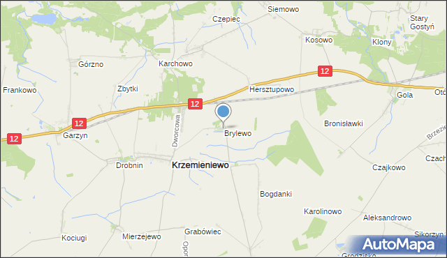mapa Brylewo, Brylewo gmina Krzemieniewo na mapie Targeo