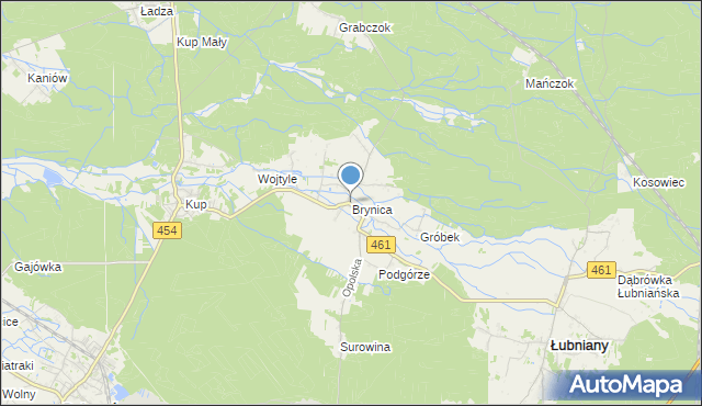 mapa Brynica, Brynica gmina Łubniany na mapie Targeo