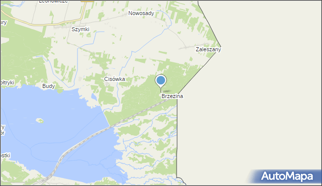 mapa Brzezina, Brzezina gmina Michałowo na mapie Targeo