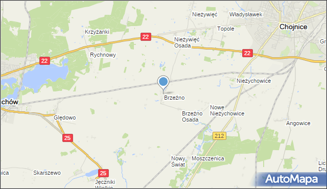 mapa Brzeźno, Brzeźno gmina Człuchów na mapie Targeo