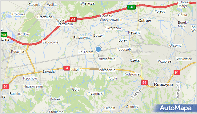 mapa Brzezówka, Brzezówka gmina Ropczyce na mapie Targeo