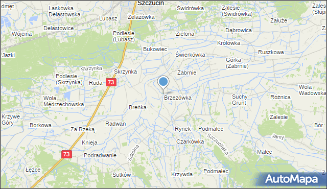 mapa Brzezówka, Brzezówka gmina Szczucin na mapie Targeo