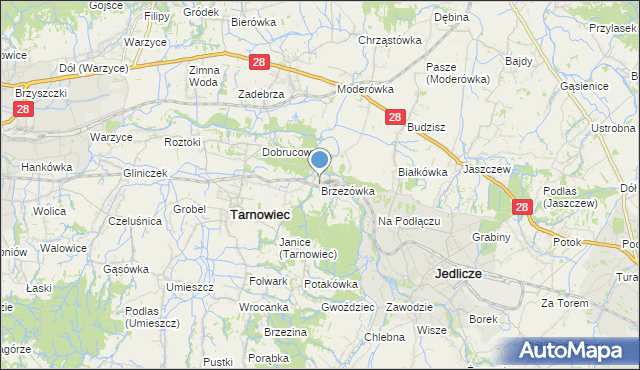 mapa Brzezówka, Brzezówka gmina Tarnowiec na mapie Targeo